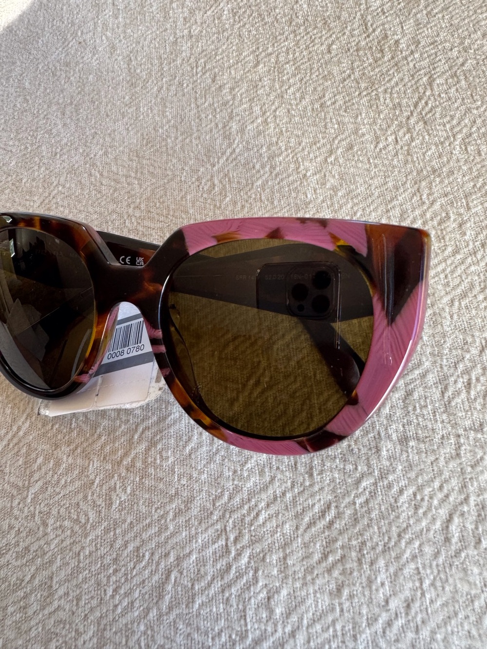 Prada Women’s Brown & Pink Tortoiseshell Sunglasses New - Picture 11 of 15